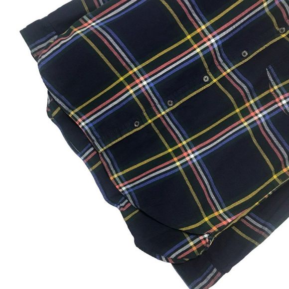 Old Navy 100% Cotton Plaid Button Front Shirt Size Medium - Picture 2 of 10